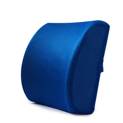 Coussin lombaire bleu en mousse à mémoire de forme avec revêtement textile respirant