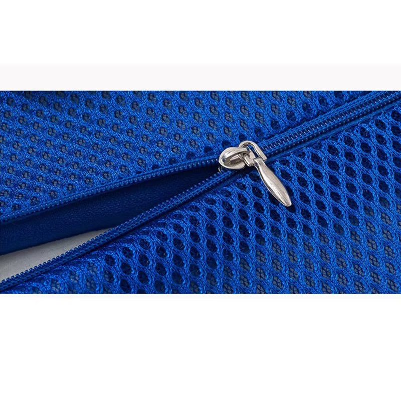 Fermeture zippée du coussin lombaire bleu avec housse textile amovible
